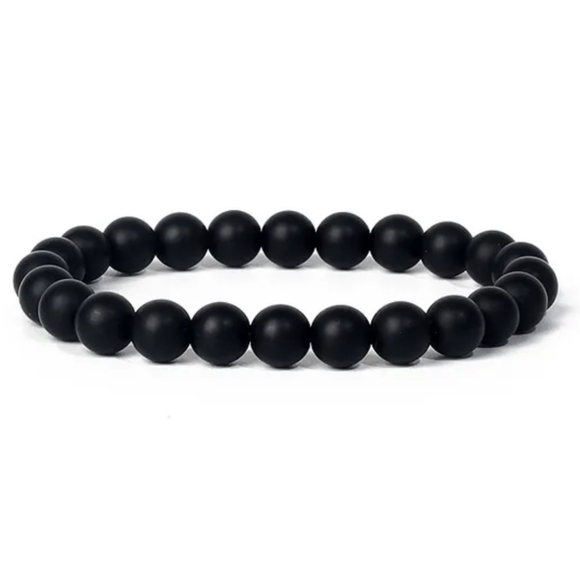 Handmade Jewelry - Reiki AAA Black Onyx Handmade Boho Bracelet 8mm Beads 7in Size Lot 8
